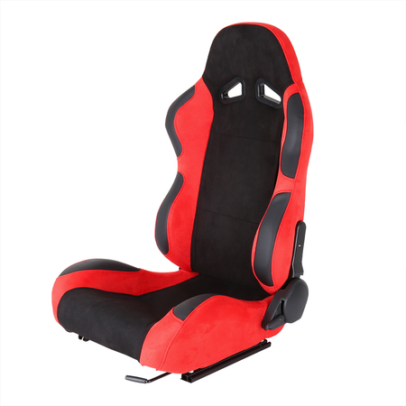 SPEC-D TUNING Racing Seat - Black And Red Suede  - Left Side RS-2005L